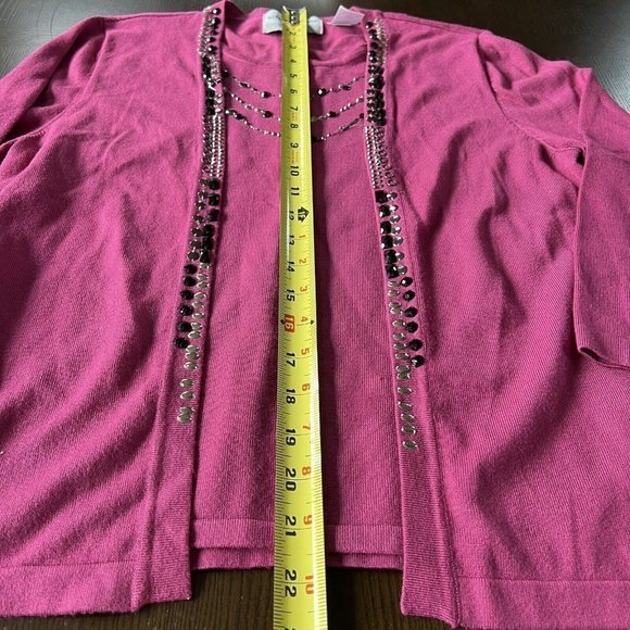 Alfred Dunner Petite Womens Size Petite Medium Faux Twinset Sweater Set Purple - Picture 5 of 7